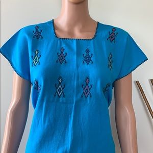 Blue Vintage Chiapas Tunic/Blouse